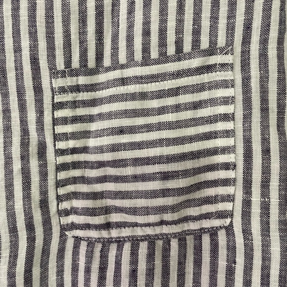 Christian Siriano Blue and White Striped Short Sleeve Tee - Picture 2 of 4